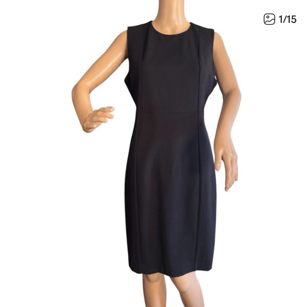 Liverpool Sheath Dress Black Womens Size 4/27 Stretch Ponte Fabric Zip Up